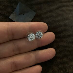 925 Sterling Silver CZ Stud Earrings Cubic Zirconia  UNISEX Earrings
